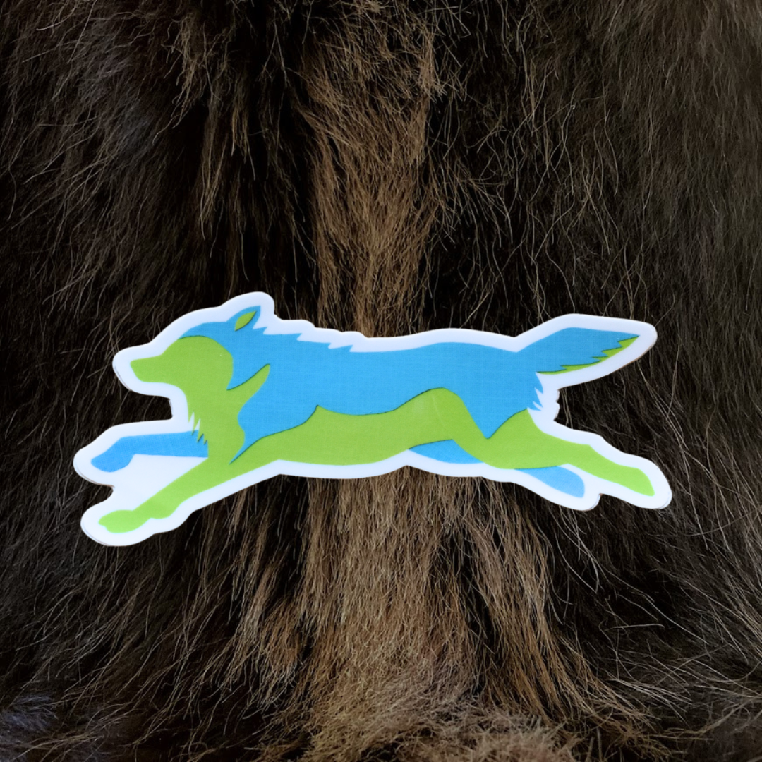Wolf Run Vinyl Sticker (Teal/Blue)
