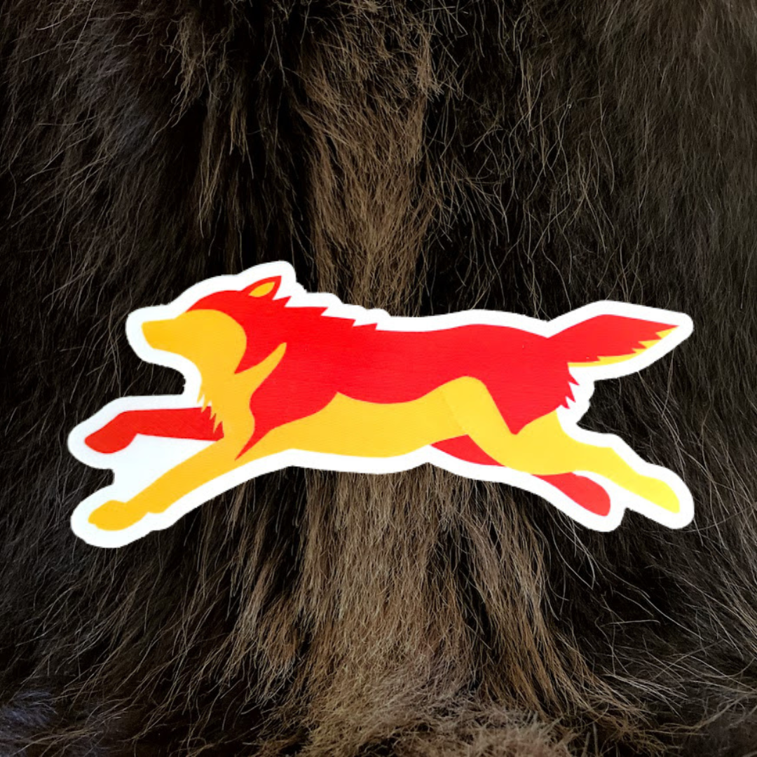 Wolf Run Vinyl Sticker (Red/Yellow)