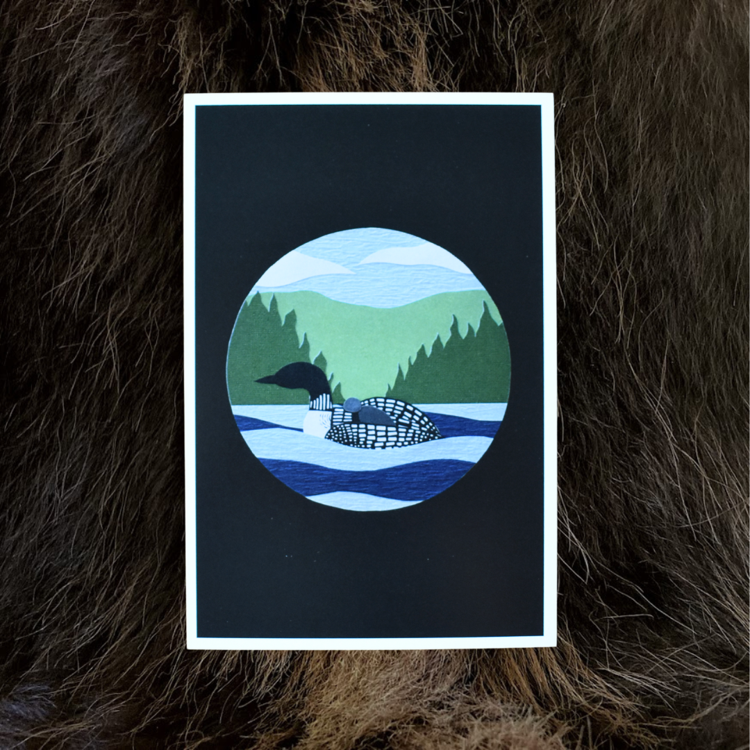 Loon with Chick Print